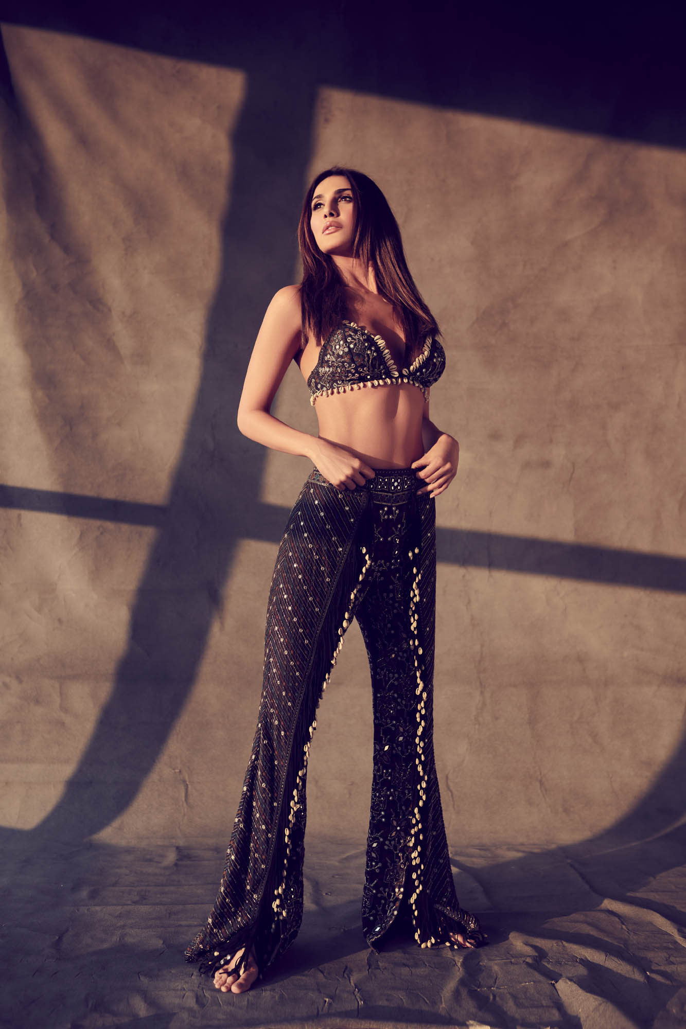 Black retro bralette and pant and jacket set