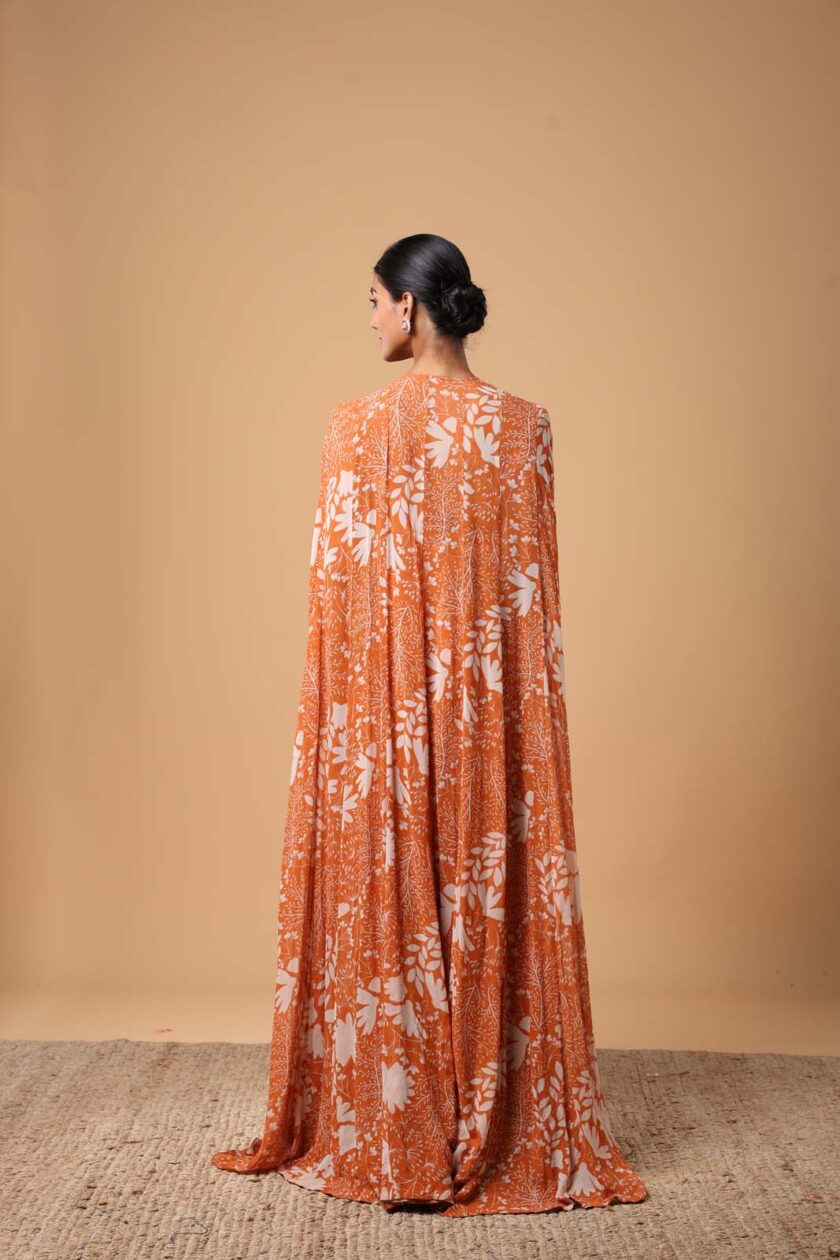 Toasted orange & sand garden print cape set - Image 4