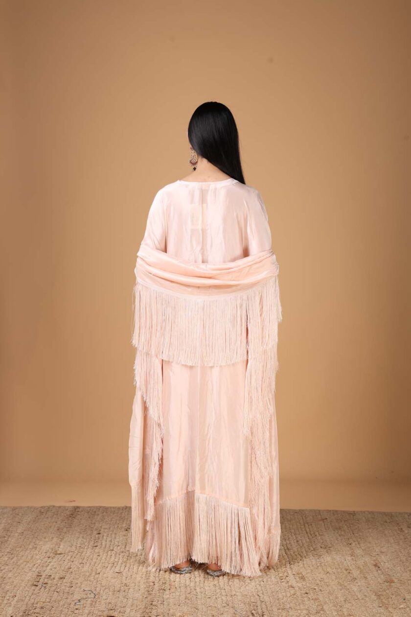 Baby pink fringe kaftan set - Image 4