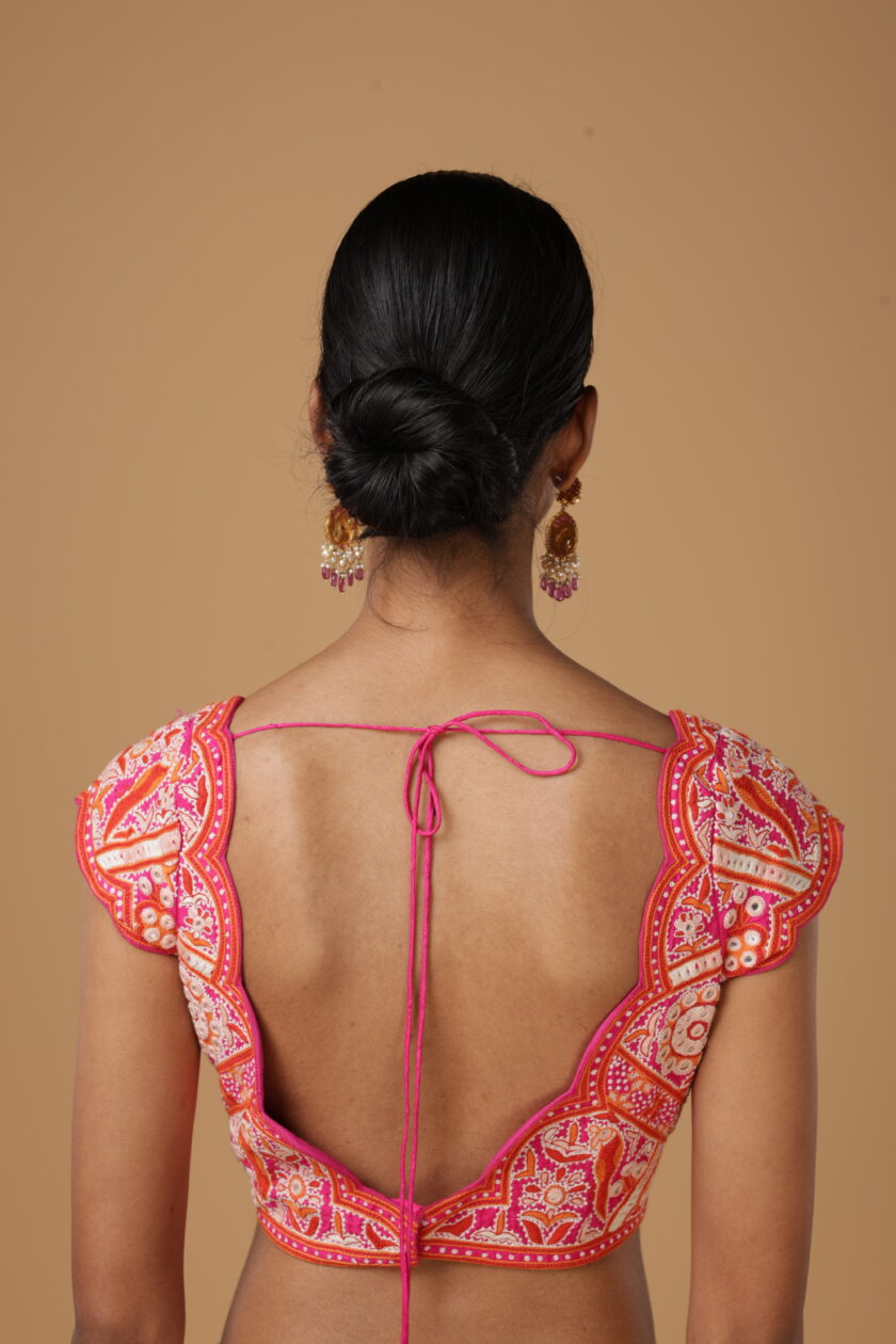 Pink ahir hand embroidered blouse - Image 4