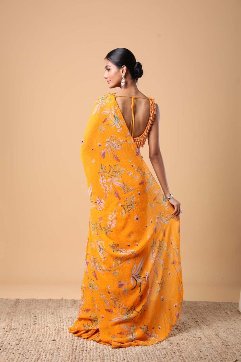 Mango floral print ruffle sari set - Image 2