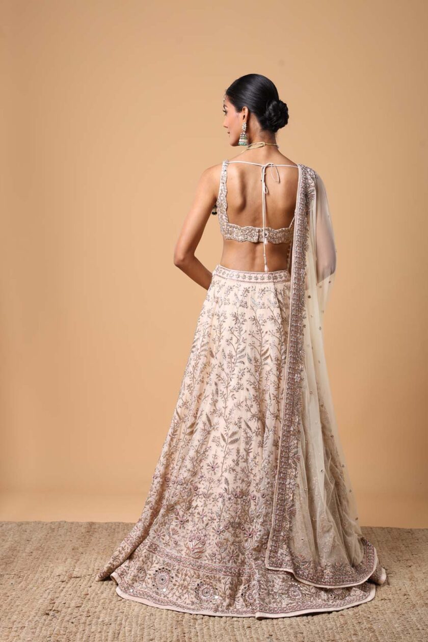 Coconut hand embroidered lehenga set - Image 4