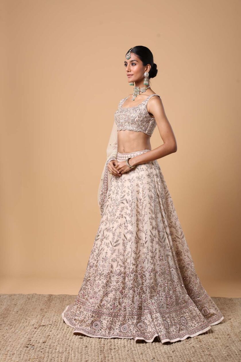 Coconut hand embroidered lehenga set - Image 2