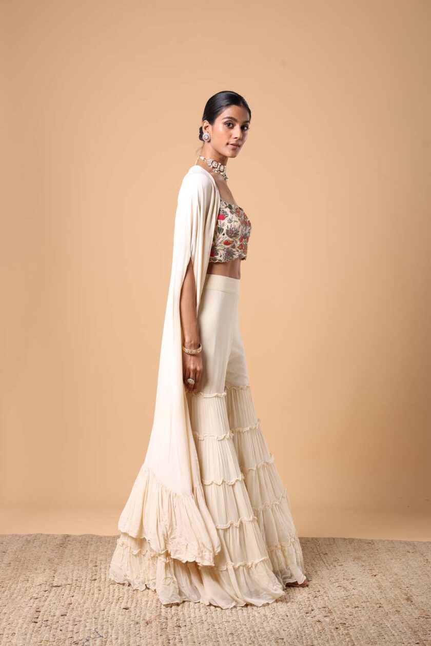 Coconut tiered gharara set - Image 3