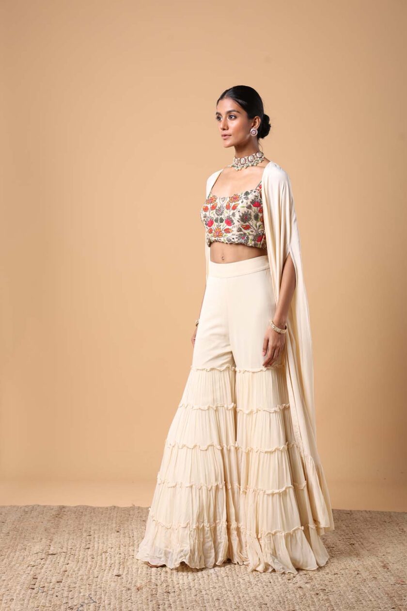 Coconut tiered gharara set - Image 2