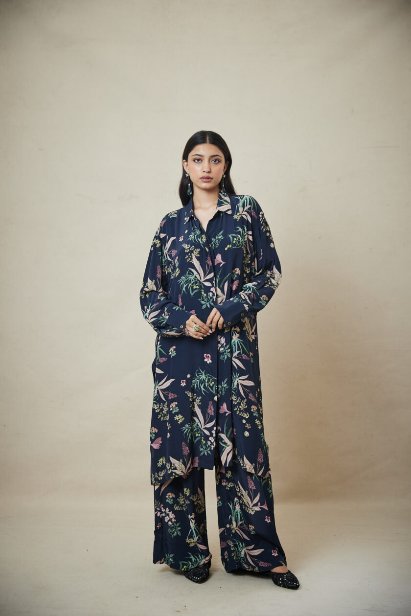 Black floral print co-ord set