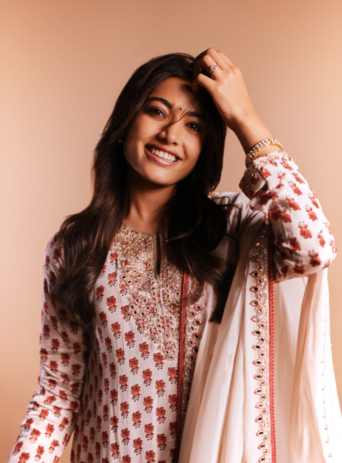 Red bloom butti print hand embroidered short kurta & gharara set