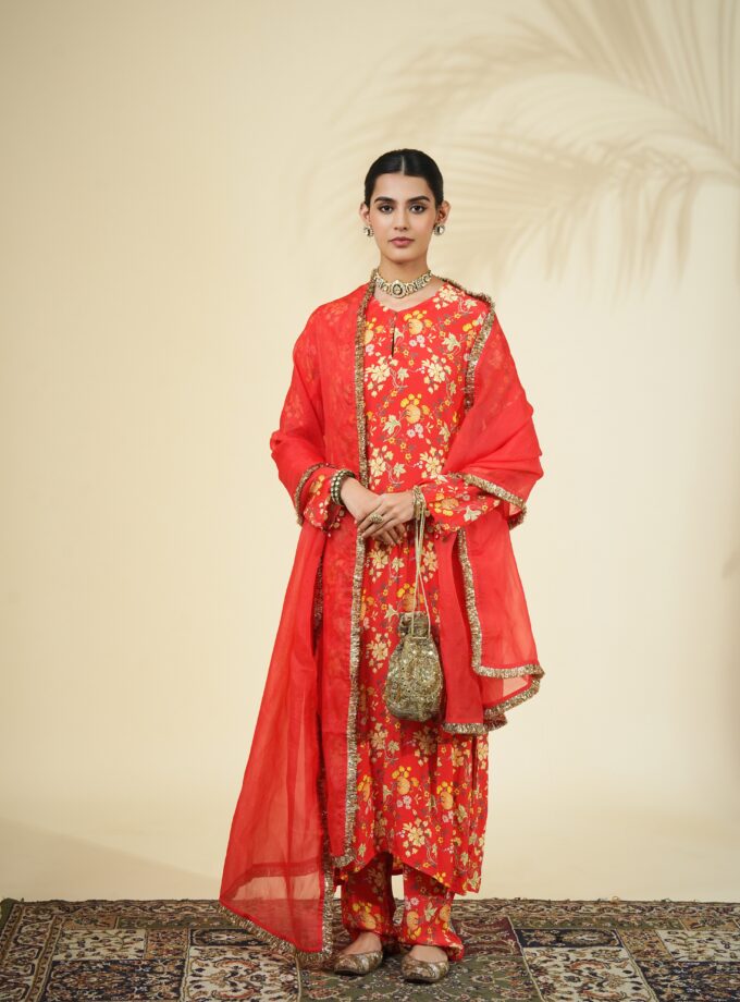 Sindoori floral print kurta set