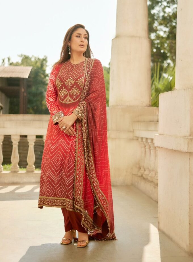 Sindoori bandhani print highlight kurta set